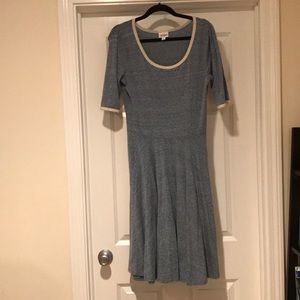 LuLaRoe “Nicole” (L) Heathered Blue w/Cream accent